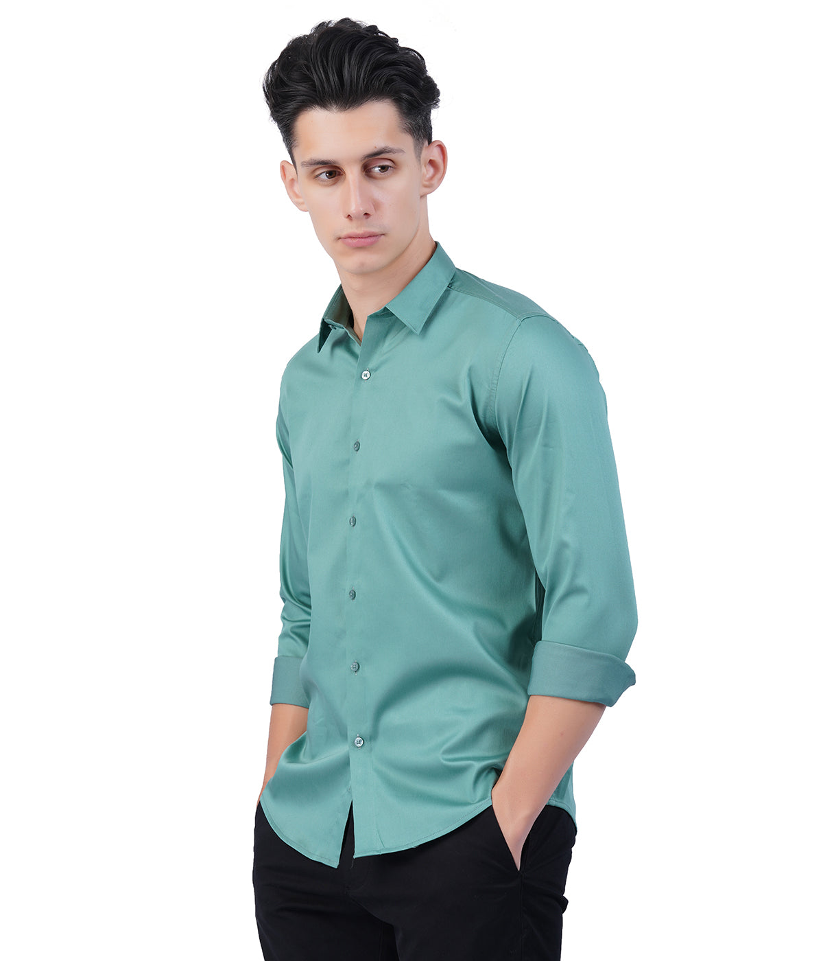 Men's Teal Green Shirt with Full Sleeves