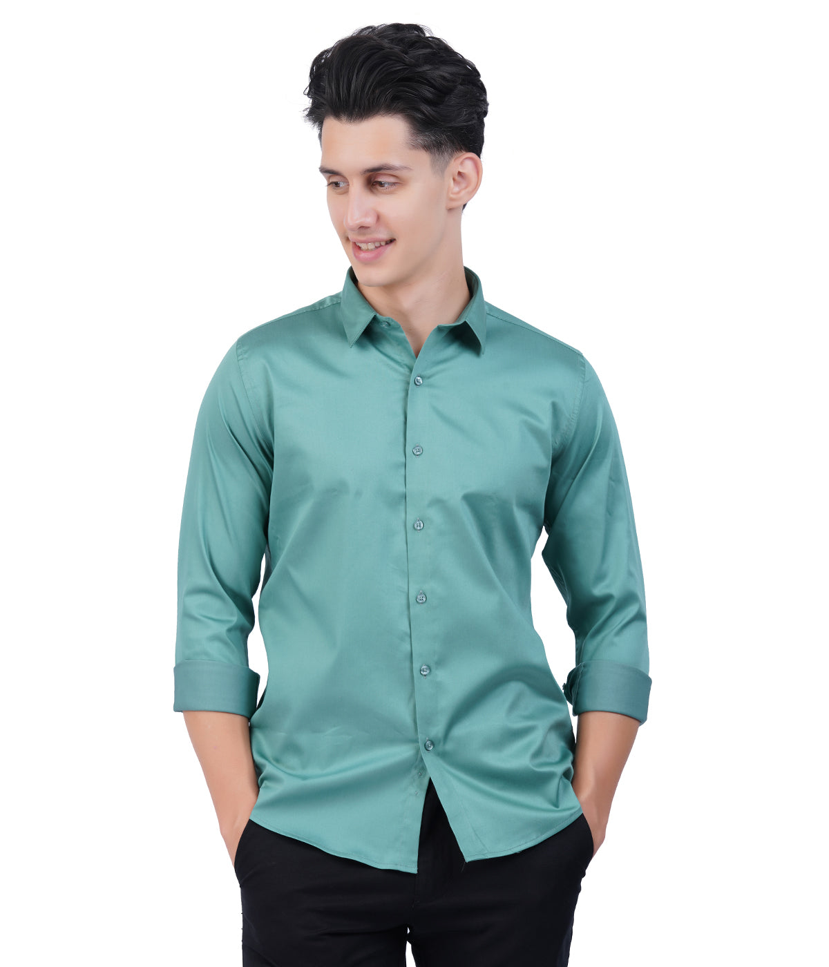 Men's Teal Green Shirt with Full Sleeves