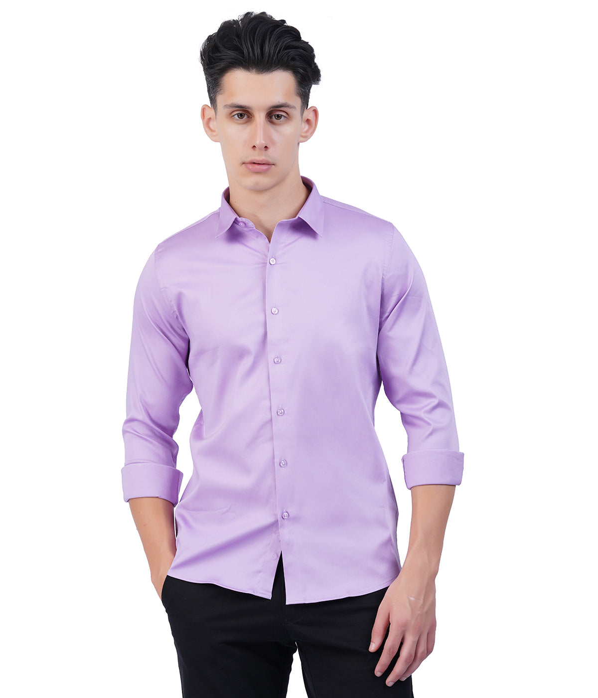 Men's Medium Lavender Shirt with Full Sleeves