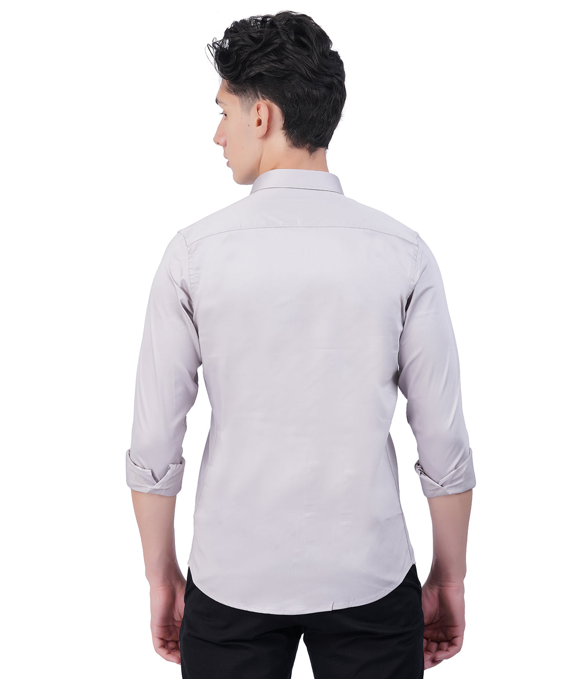 Men's White/grey Shirt with Full Sleeves