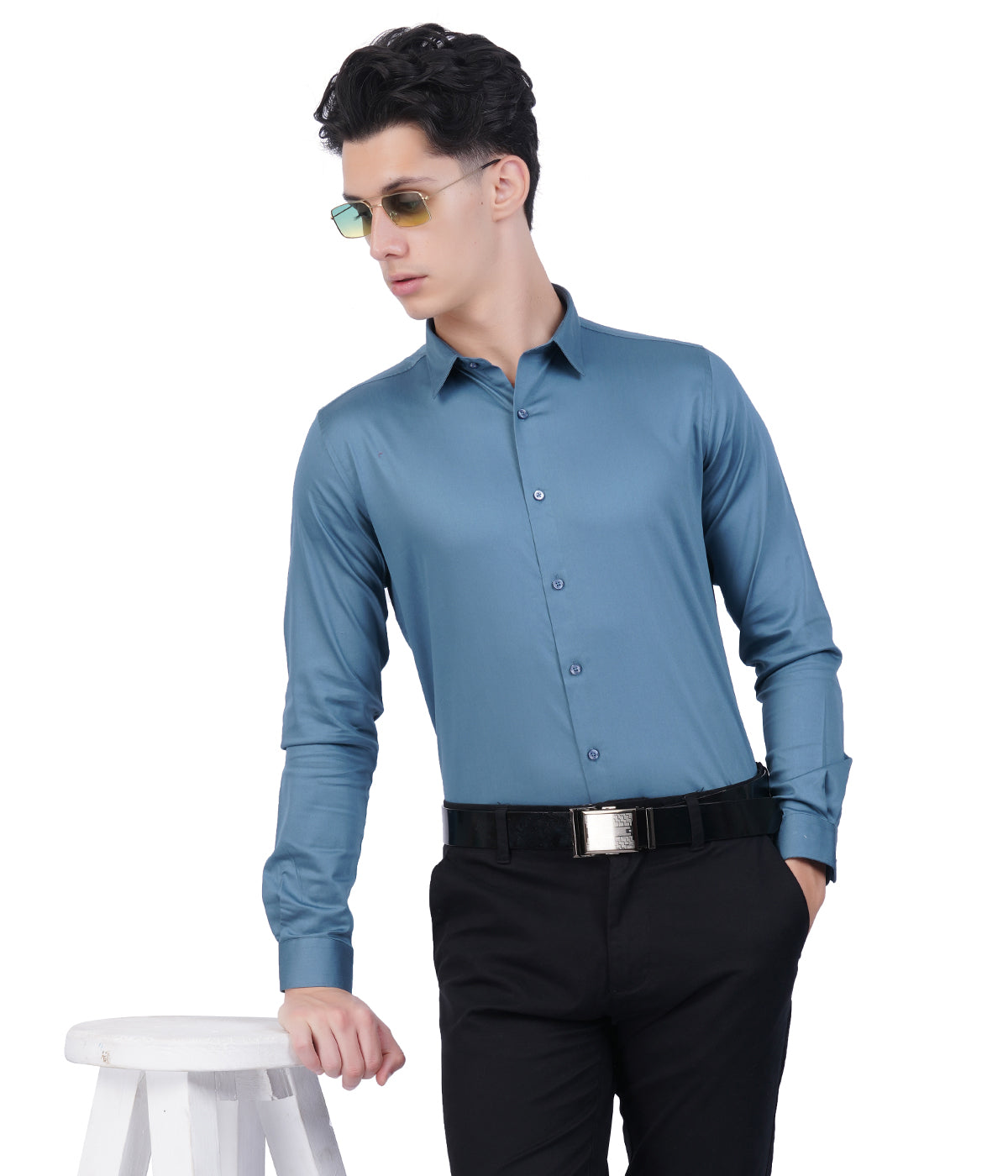 Men's Steel Blue Formal Shirt