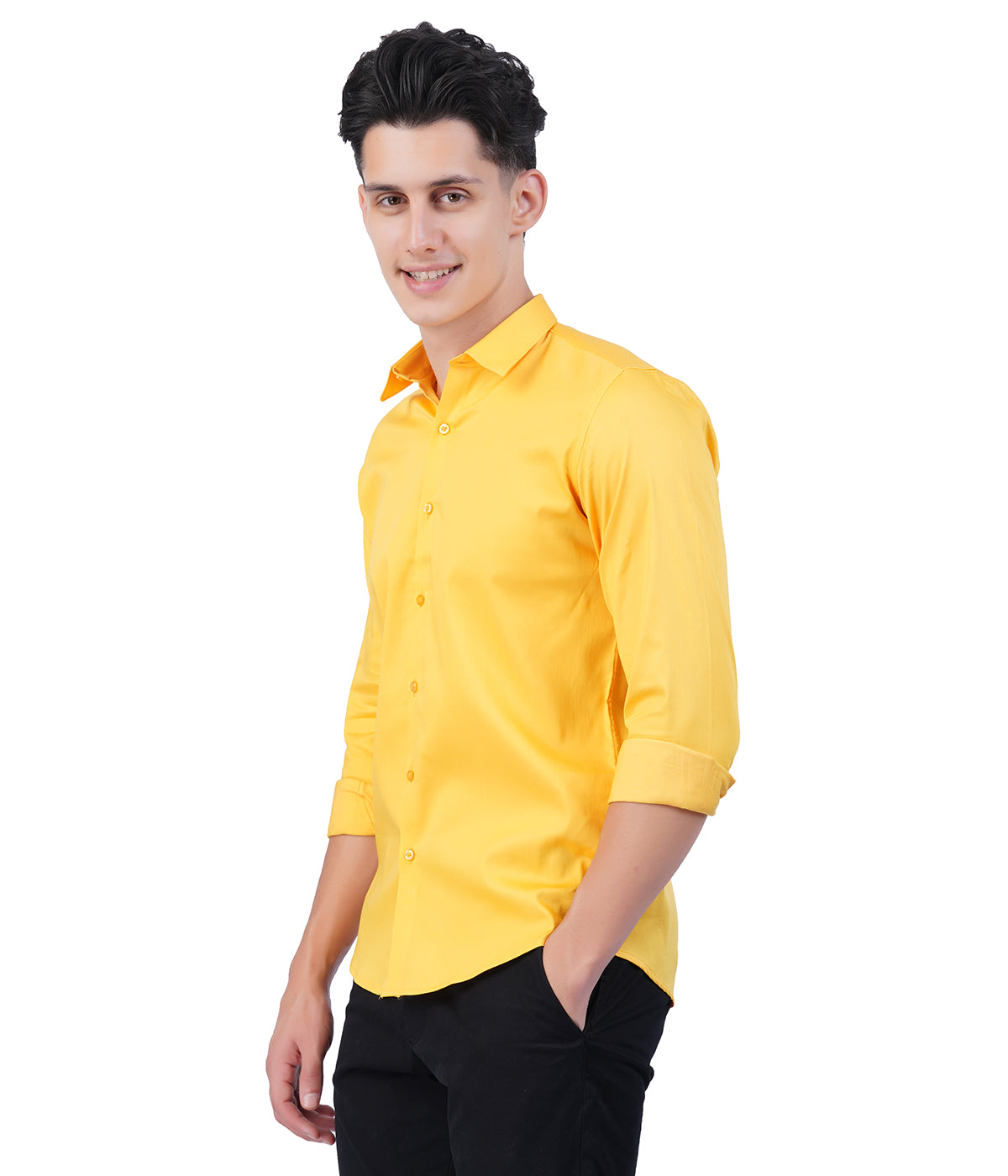 Men's Yellow Shirt with Full Sleeves