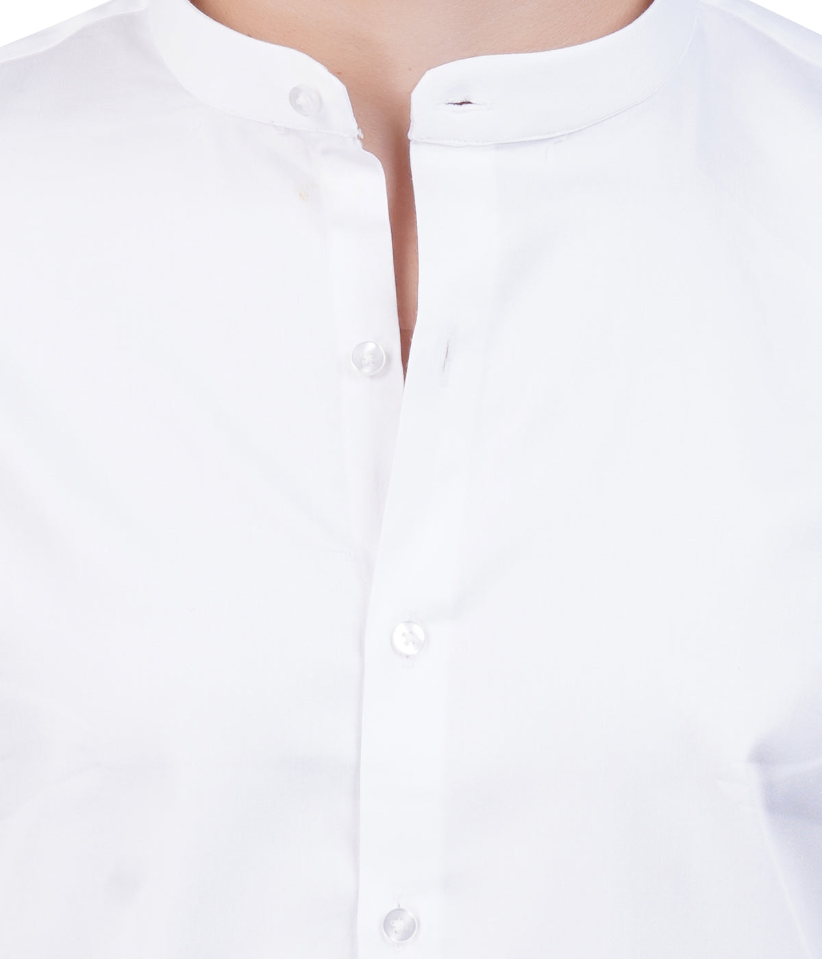 Men's White Mandarin Collar Shirt – Full Sleeves
