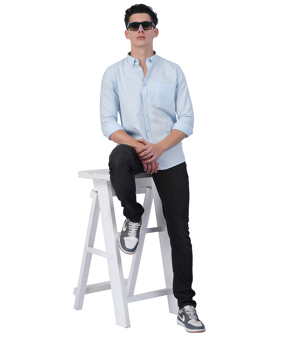 Men's Ice Blue Shirt – Full Sleeve Casual Shirt