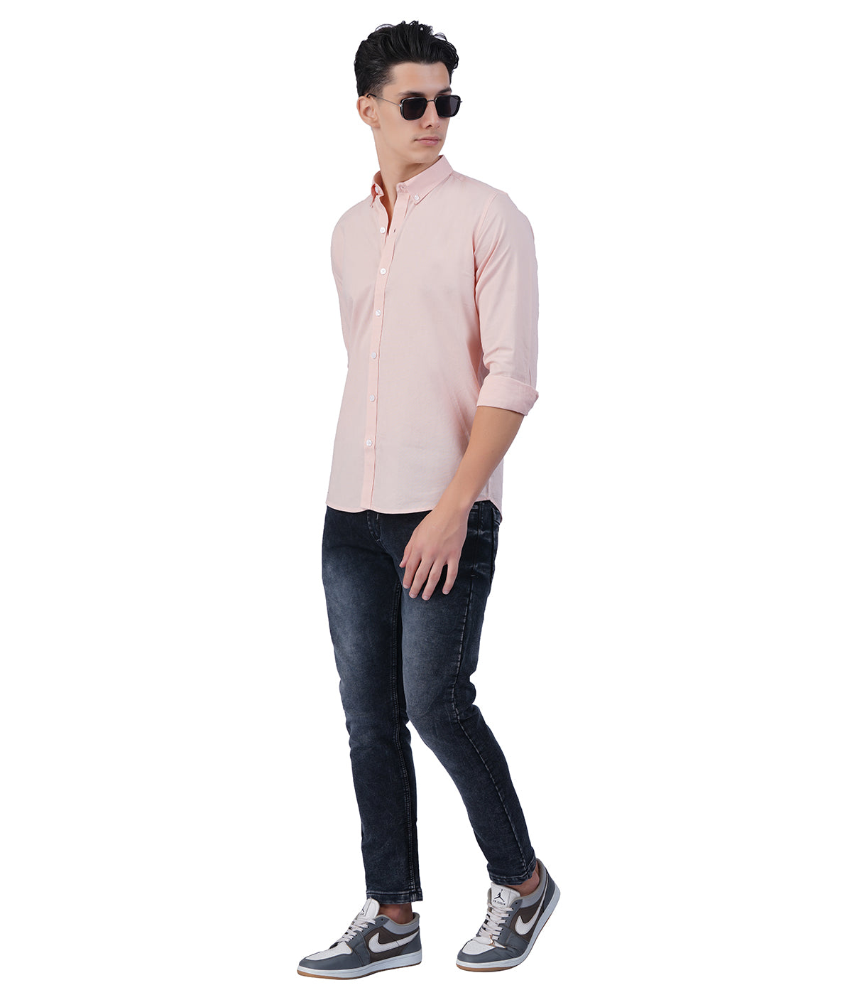 Men's Peach Shirt Full Sleeve