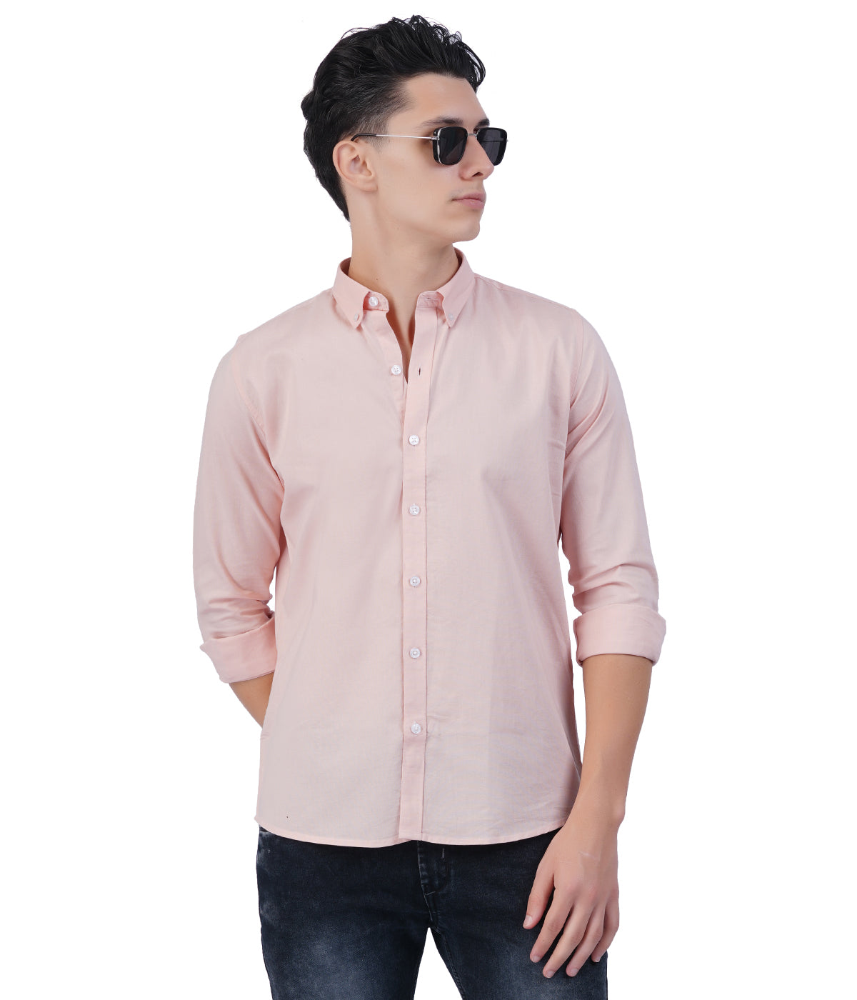 Men's Peach Shirt Full Sleeve