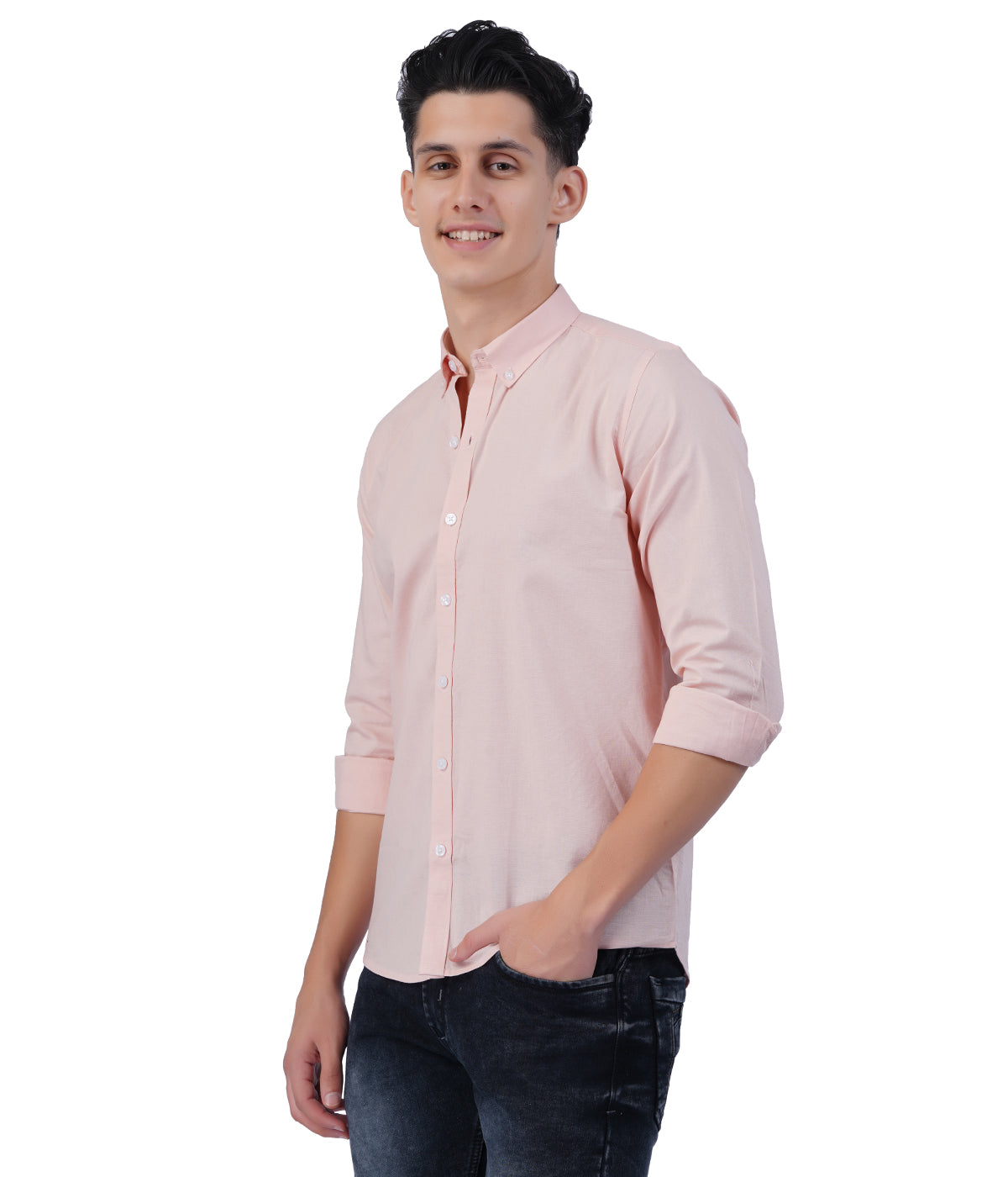 Men's Peach Shirt Full Sleeve