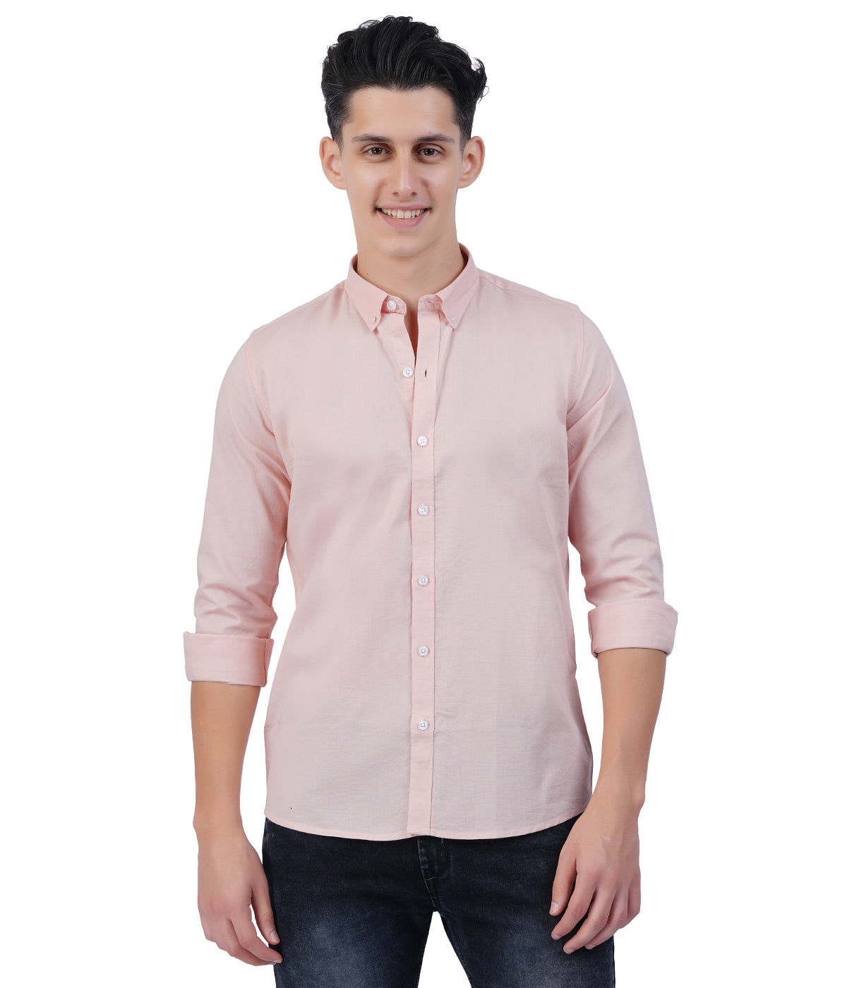 Men's Peach Shirt Full Sleeve