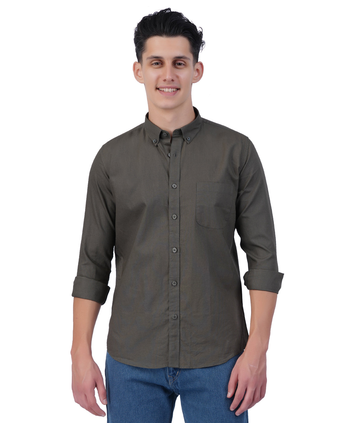 Men's Olive Grey Full Sleeve Shirt
