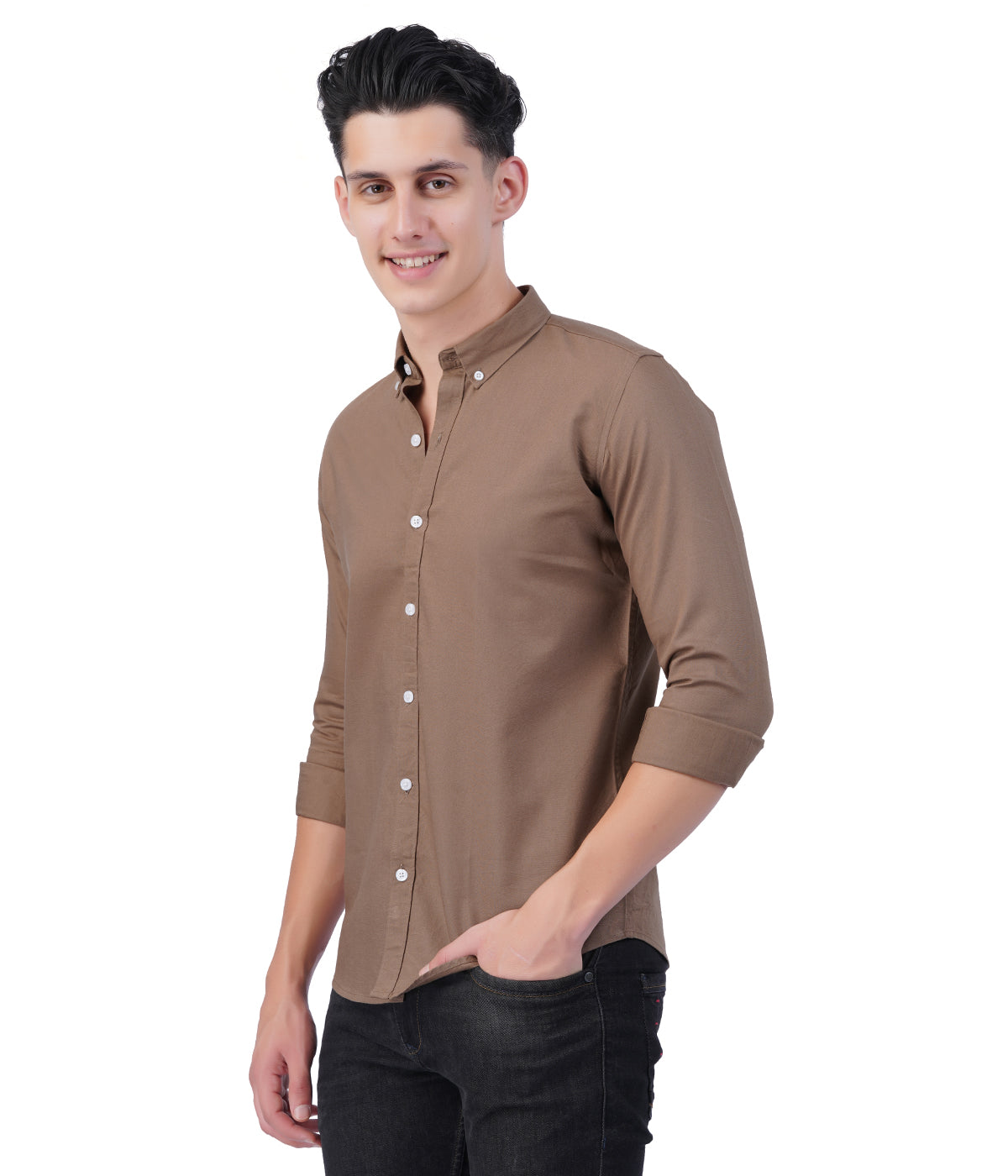 Men's Mocha Brown Shirt – Full Sleeve Casual Shirt