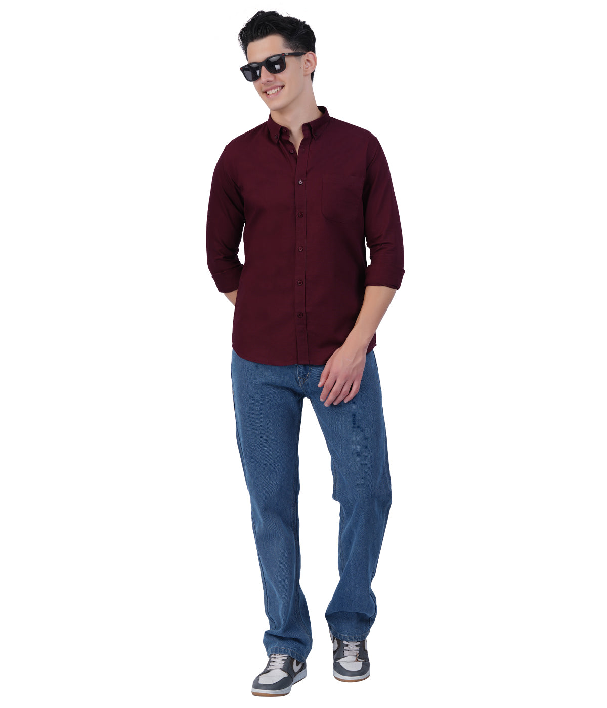 Men's Deep Maroon Full Sleeve Shirt