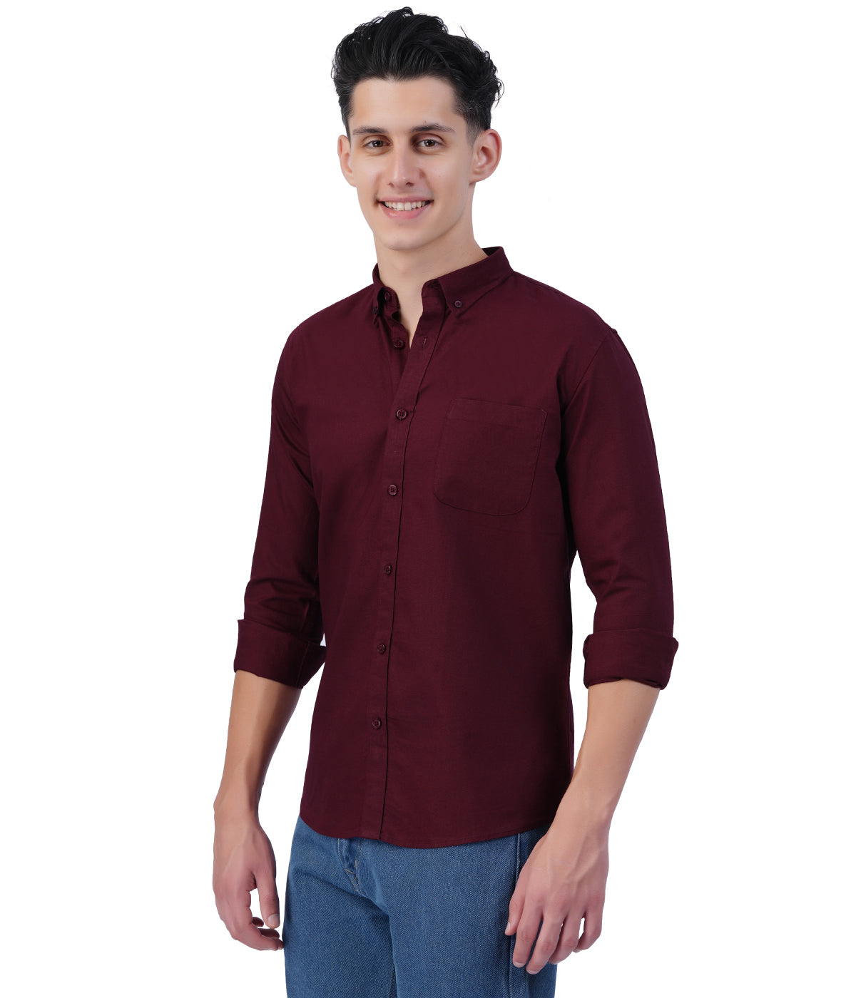 Men's Deep Maroon Full Sleeve Shirt