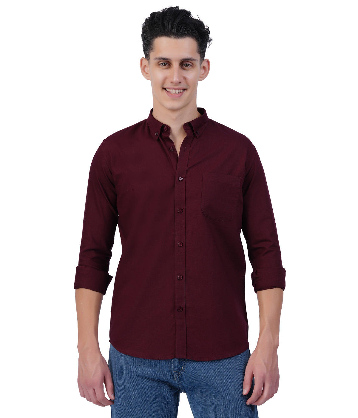 Men's Deep Maroon Full Sleeve Shirt