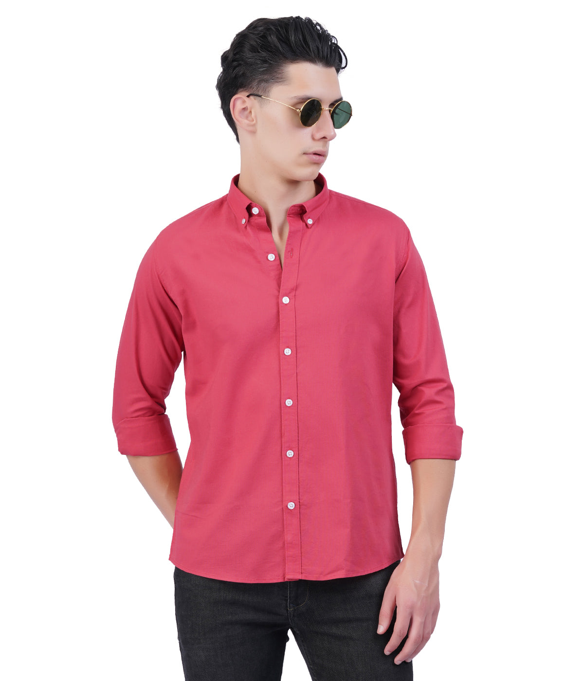Men's Coral Red Shirt – Full Sleeve Casual Shirt