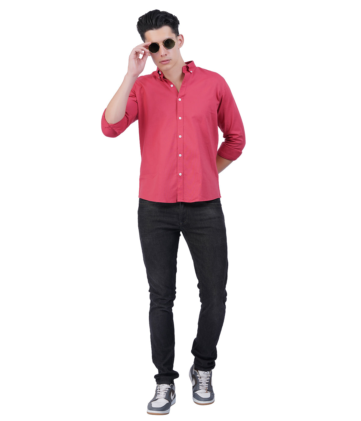 Men's Coral Red Shirt – Full Sleeve Casual Shirt