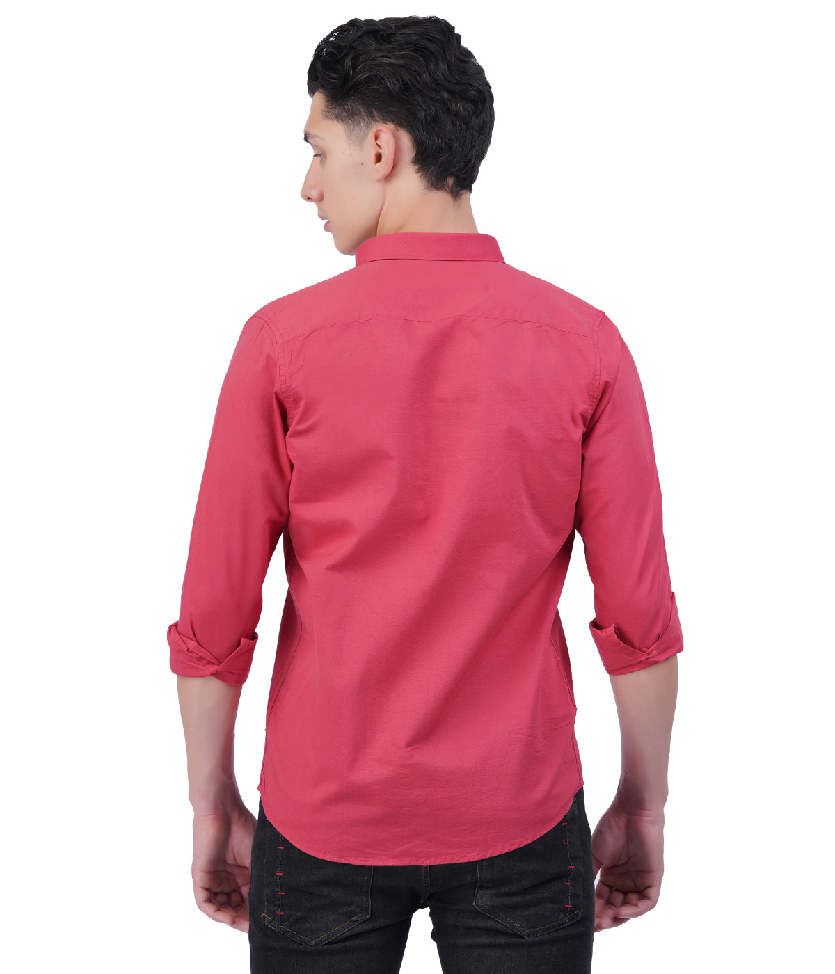 Men's Coral Red Shirt – Full Sleeve Casual Shirt