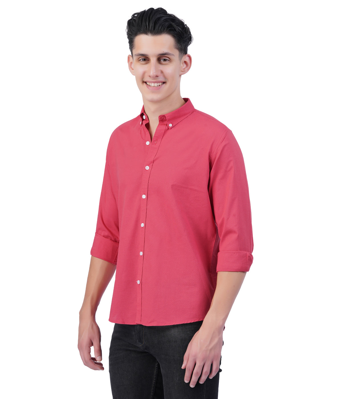 Men's Coral Red Shirt – Full Sleeve Casual Shirt