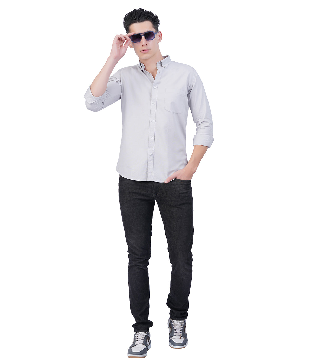 Men's Light Grey Shirt – Full Sleeve Casual Shirt