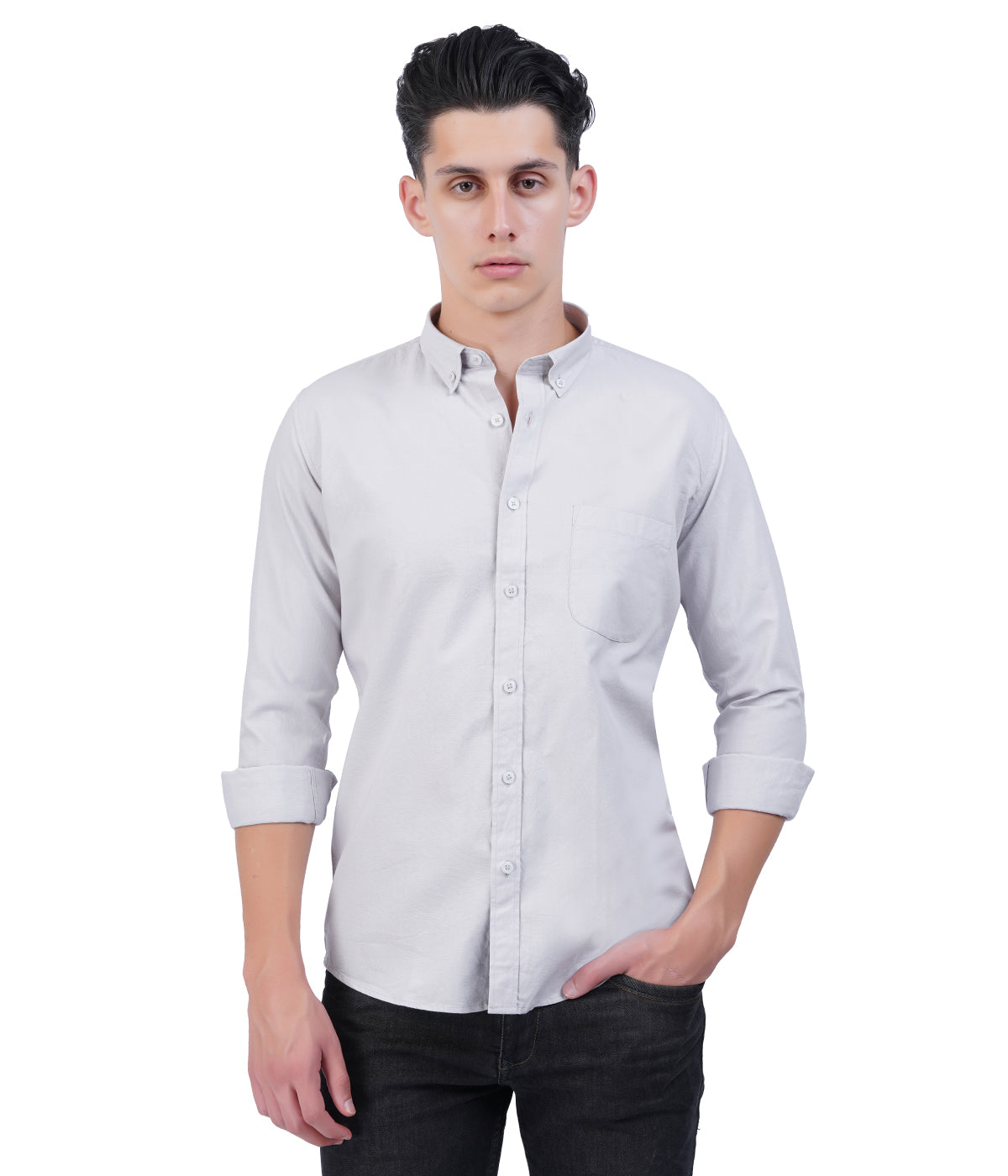 Men's Light Grey Shirt – Full Sleeve Casual Shirt