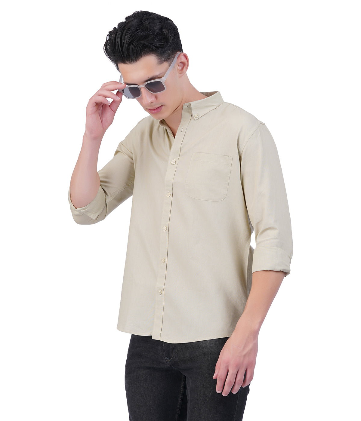 Men's Beige Shirt – Full Sleeve Casual Shirt