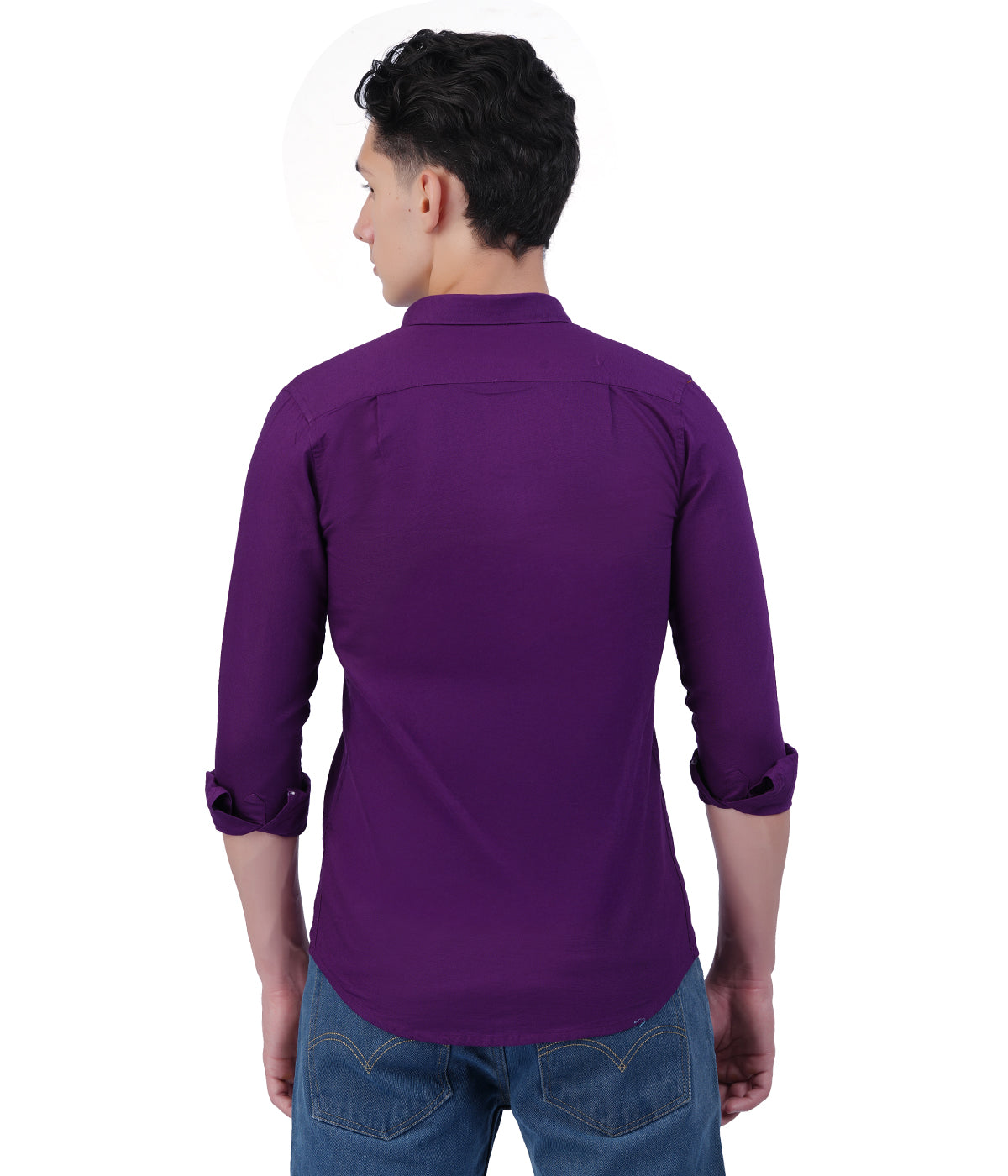 Deep Plum Solid Full Sleeve Casual Shirt for Men