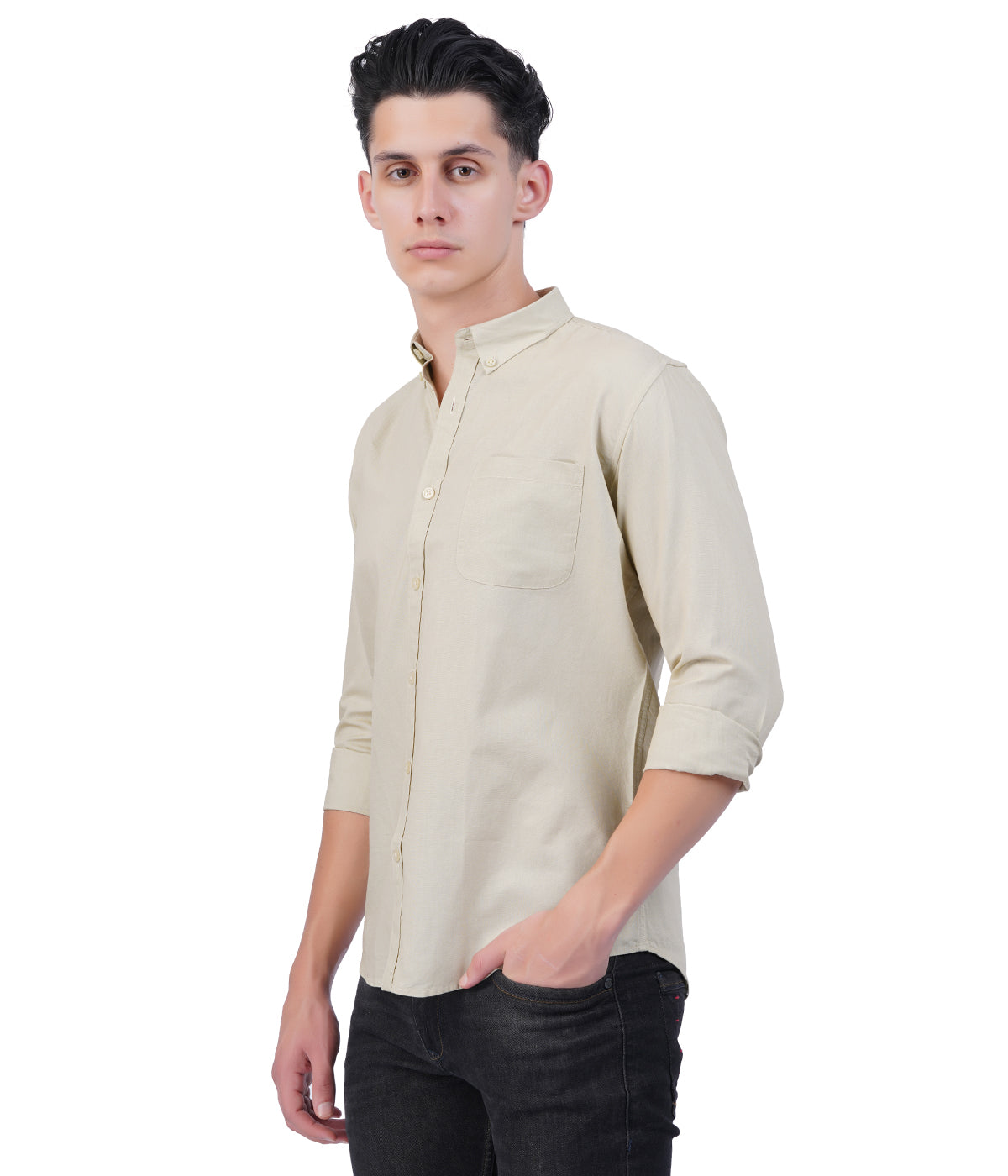 Men's Beige Shirt – Full Sleeve Casual Shirt