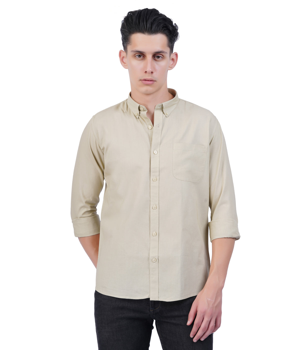 Men's Beige Shirt – Full Sleeve Casual Shirt