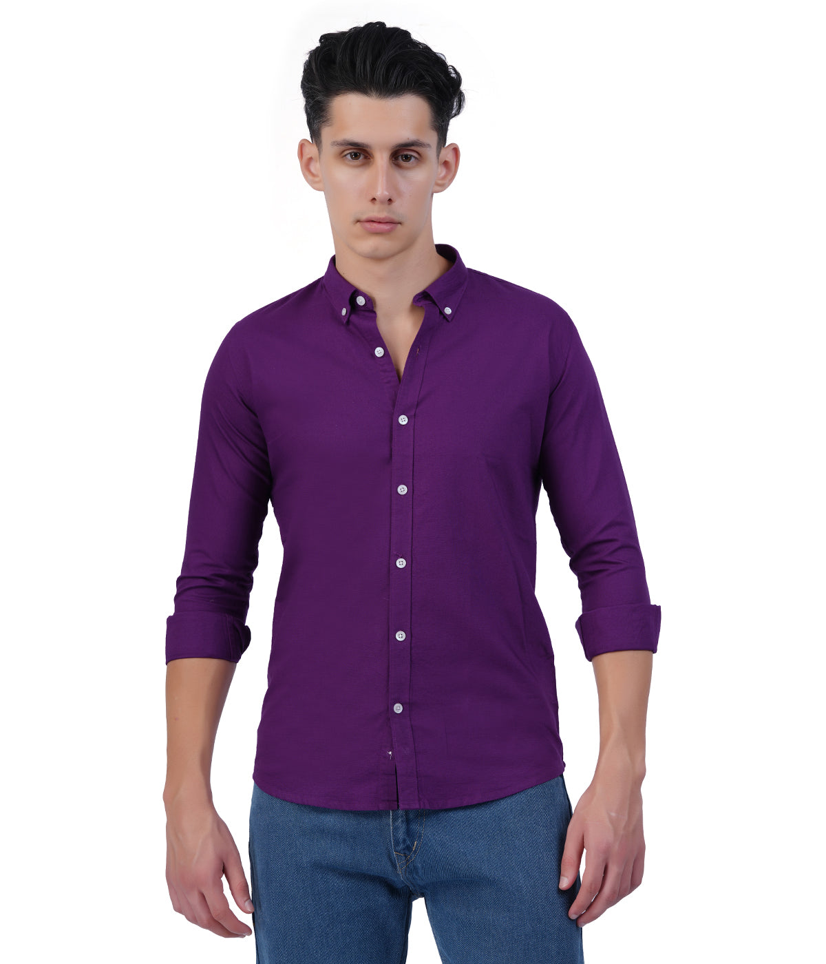 Deep Plum Solid Full Sleeve Casual Shirt for Men