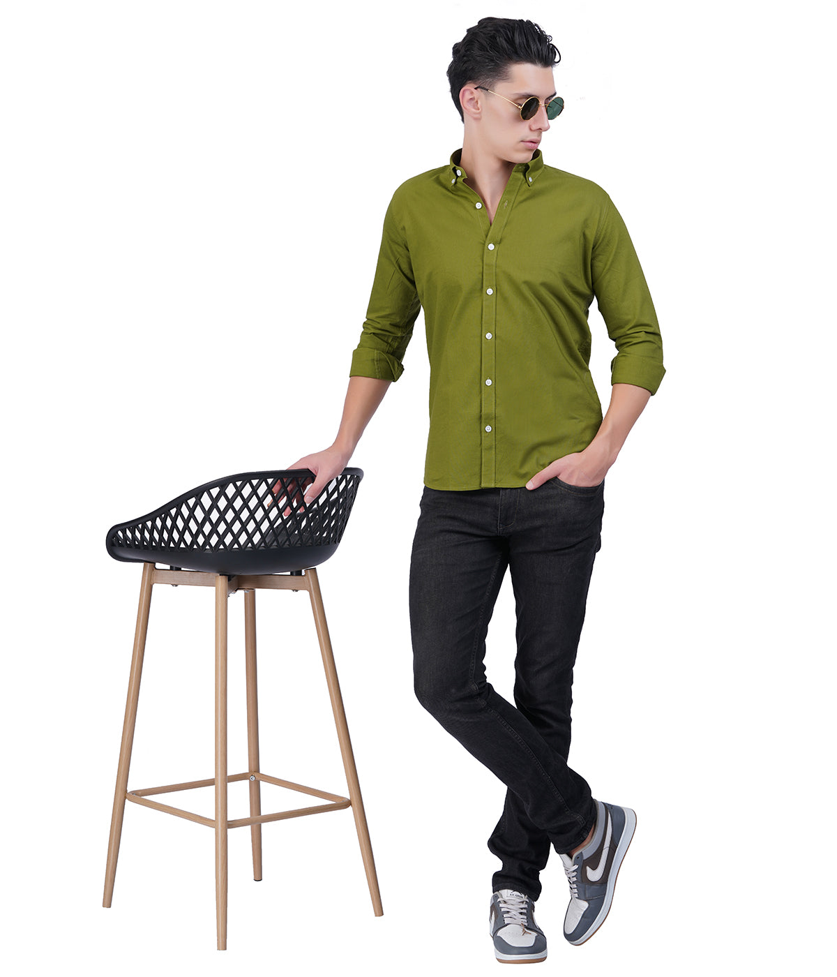 Men's Olive Green Shirt – Full Sleeve Casual Shirt