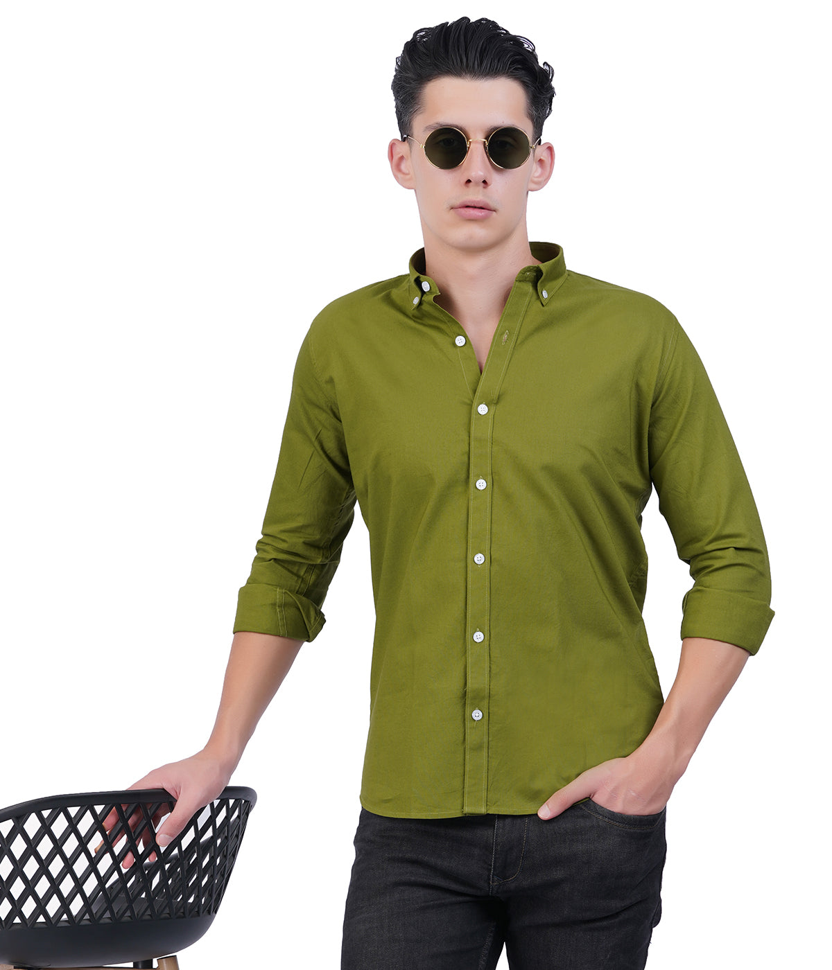 Men's Olive Green Shirt – Full Sleeve Casual Shirt