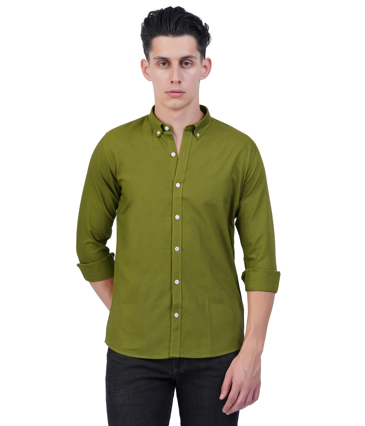 Men's Olive Green Shirt – Full Sleeve Casual Shirt