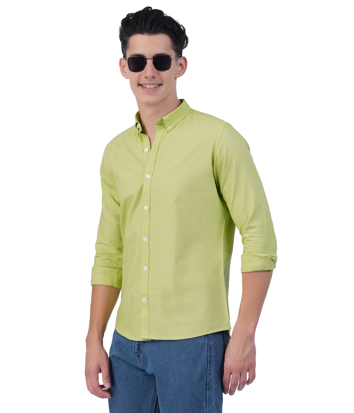 Men's Lime Green Shirt – Full Sleeve Casual Shirt - OXFORD