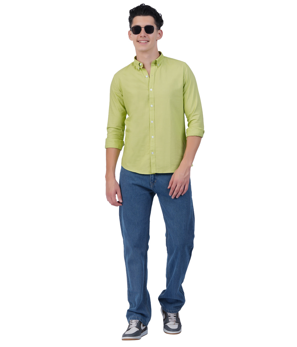 Men's Lime Green Shirt – Full Sleeve Casual Shirt - OXFORD
