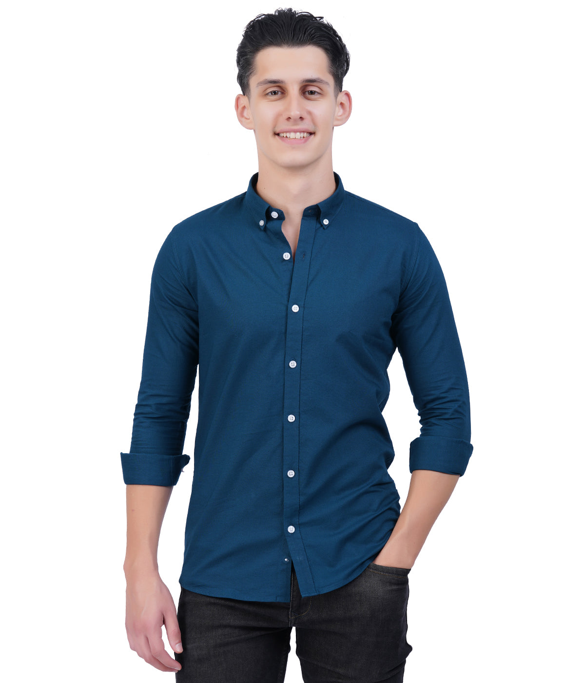Men's Teal Blue Shirt – Full Sleeve Casual Shirt