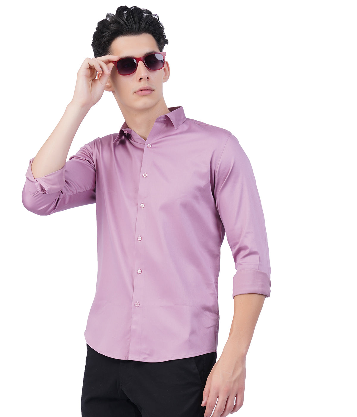 Men's Lavender Pink Shirt with Full Sleeves
