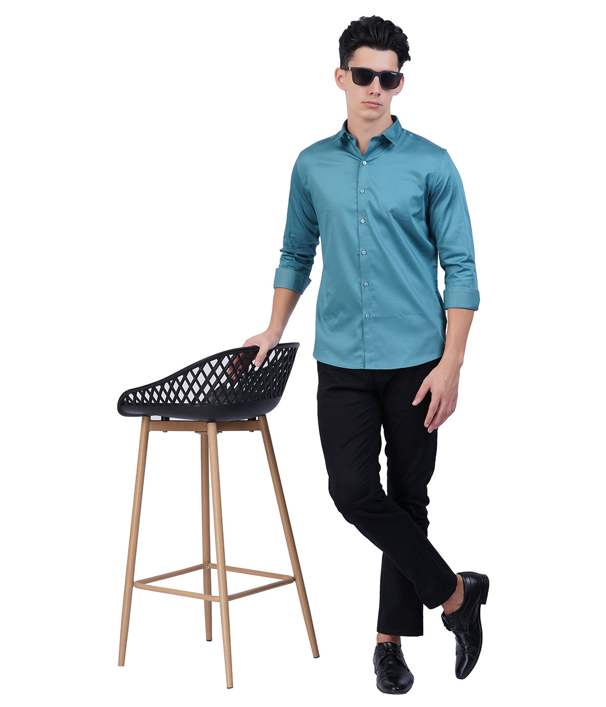 Men's Peacock Blue Shirt with Full Sleeves