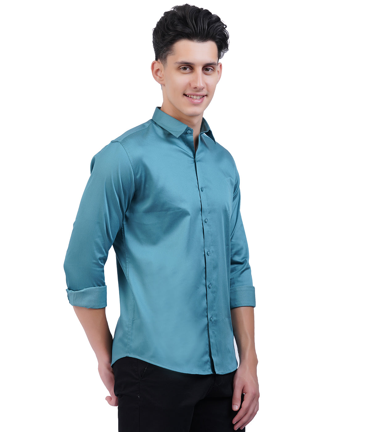 Men's Peacock Blue Shirt with Full Sleeves