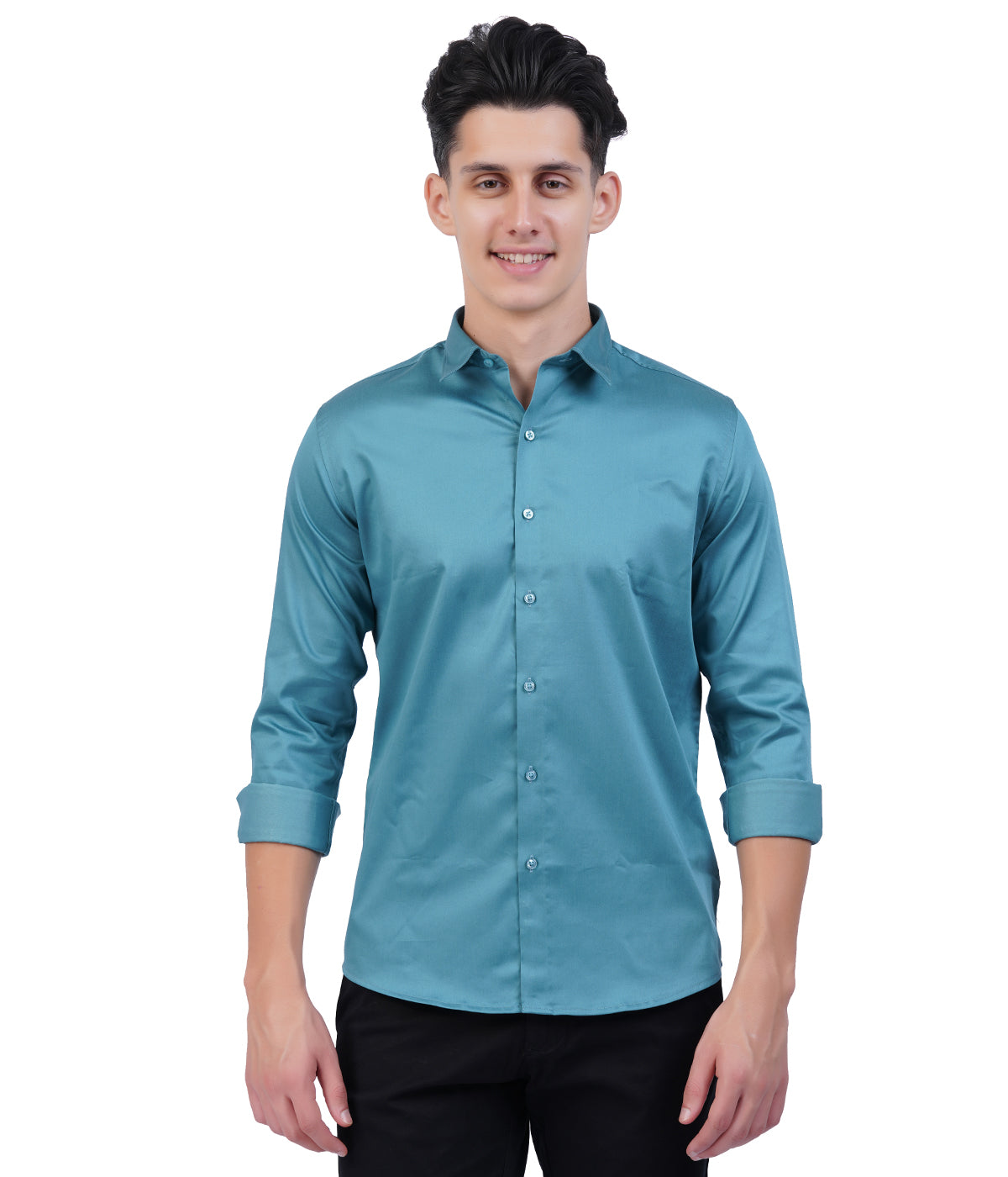 Men's Peacock Blue Shirt with Full Sleeves