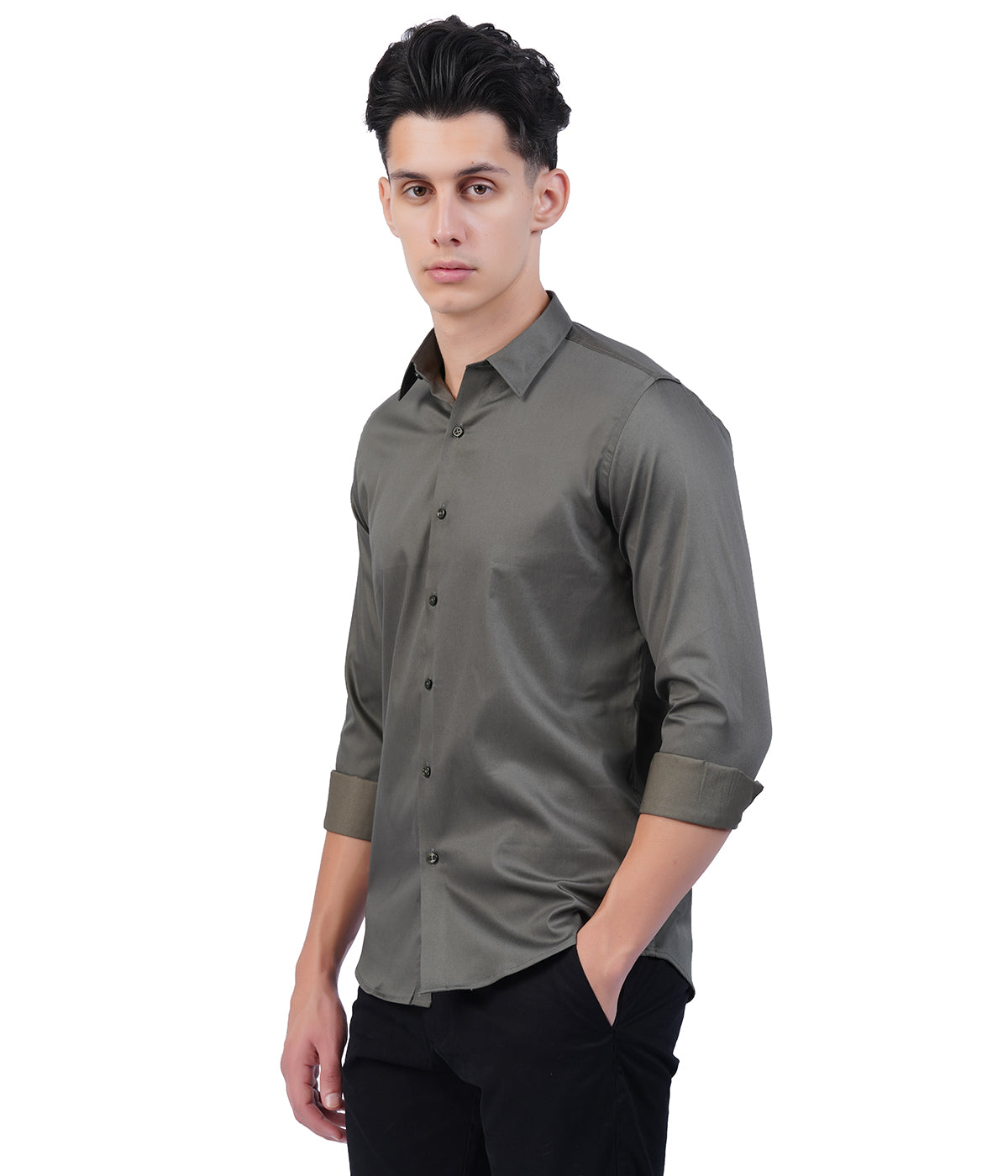 Men's Dark Grey Shirt with Full Sleeves