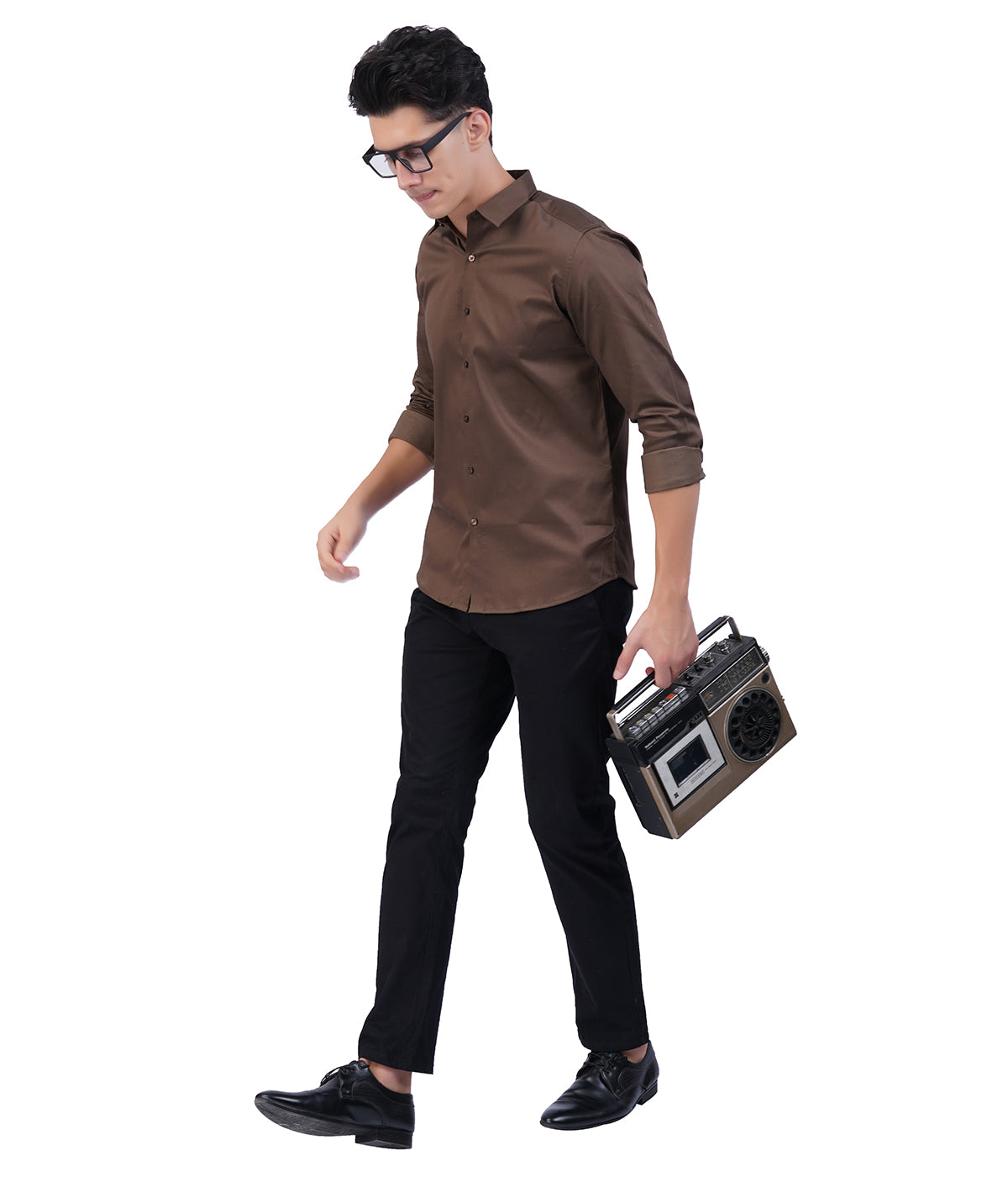 Men's Coffee Brown Shirt with Full Sleeves