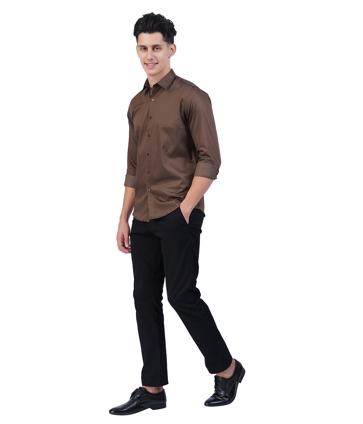 Men's Coffee Brown Shirt with Full Sleeves