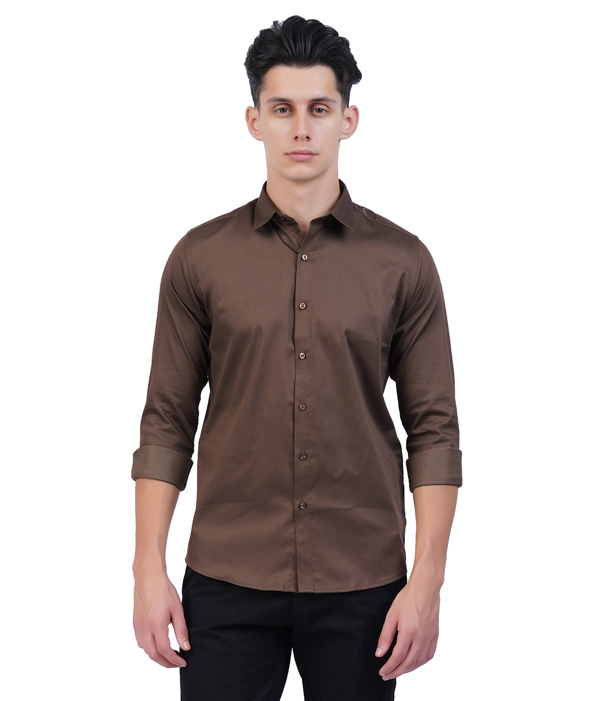 Men's Coffee Brown Shirt with Full Sleeves