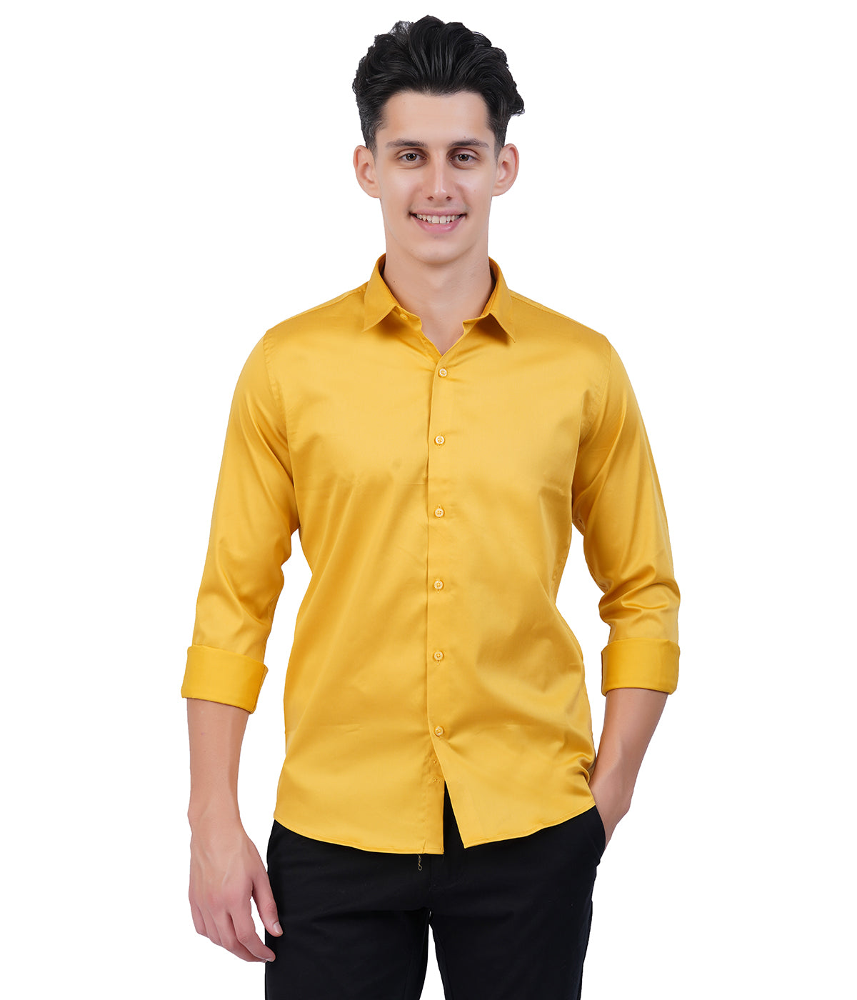 Men's Mustard Yellow Shirt with Full Sleeves