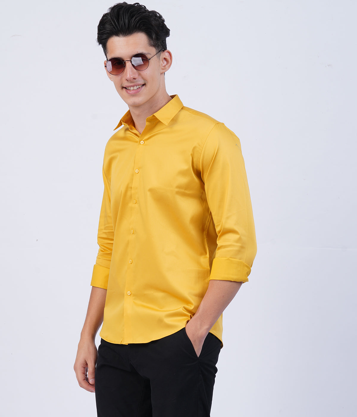 Men's Mustard Yellow Shirt with Full Sleeves