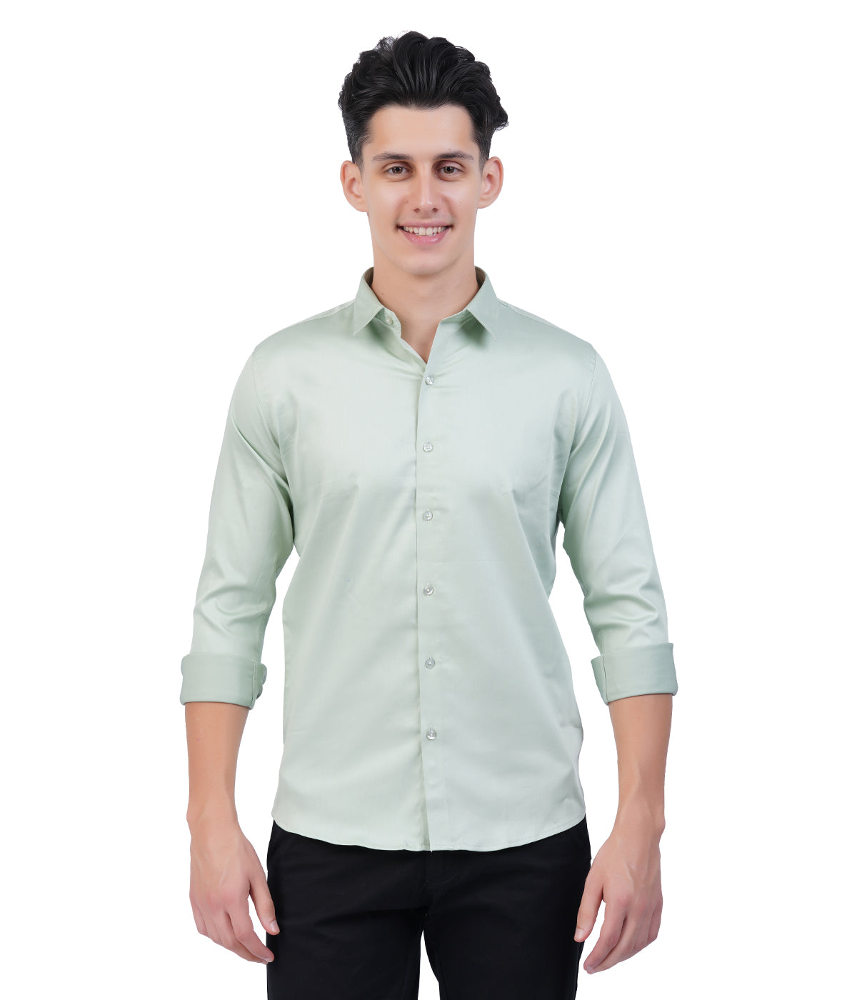 Men's Mint Green Shirt with Full Sleeves