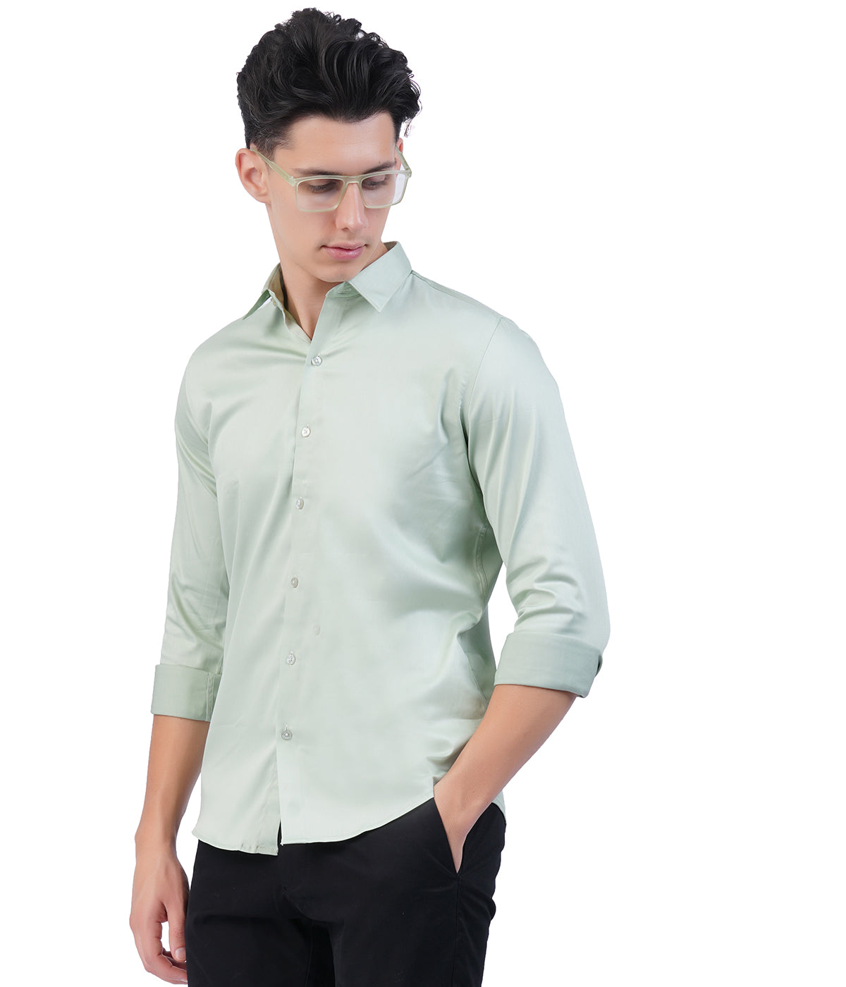 Men's Mint Green Shirt with Full Sleeves