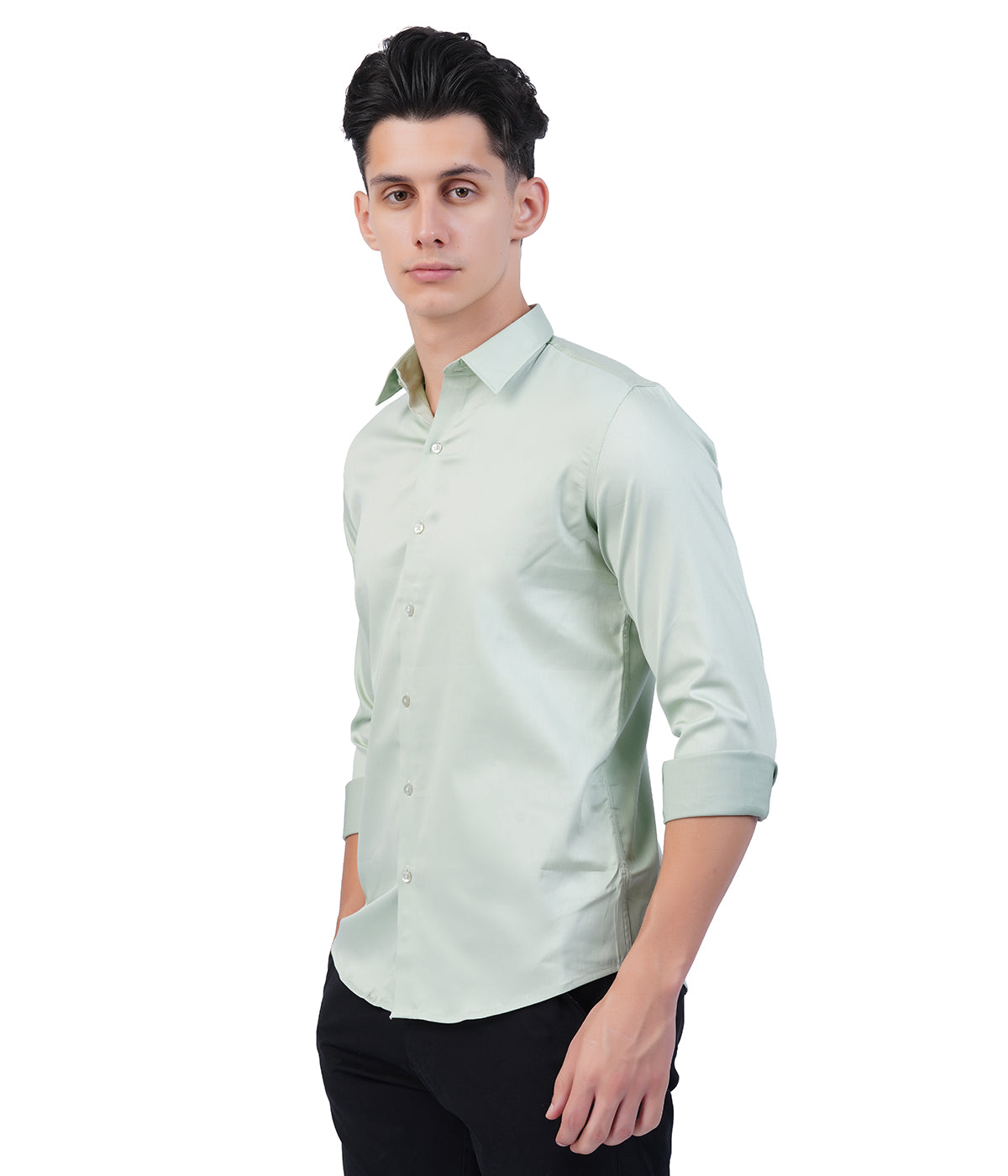 Men's Mint Green Shirt with Full Sleeves