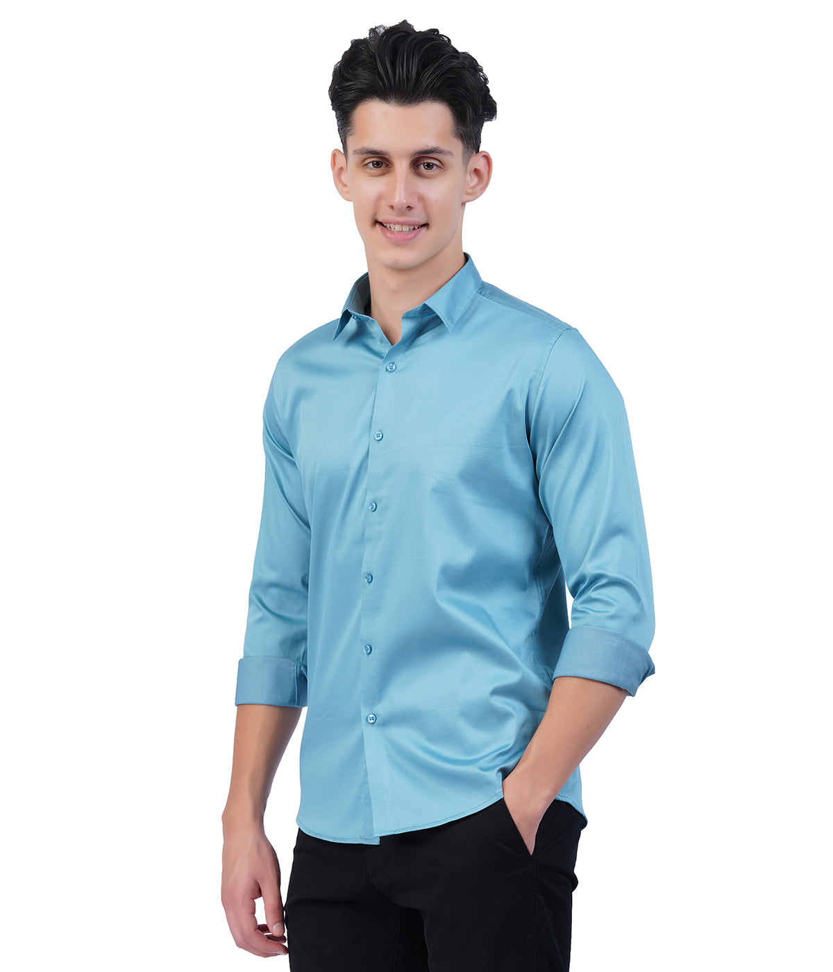Men's Sky Blue Shirt with Full Sleeves