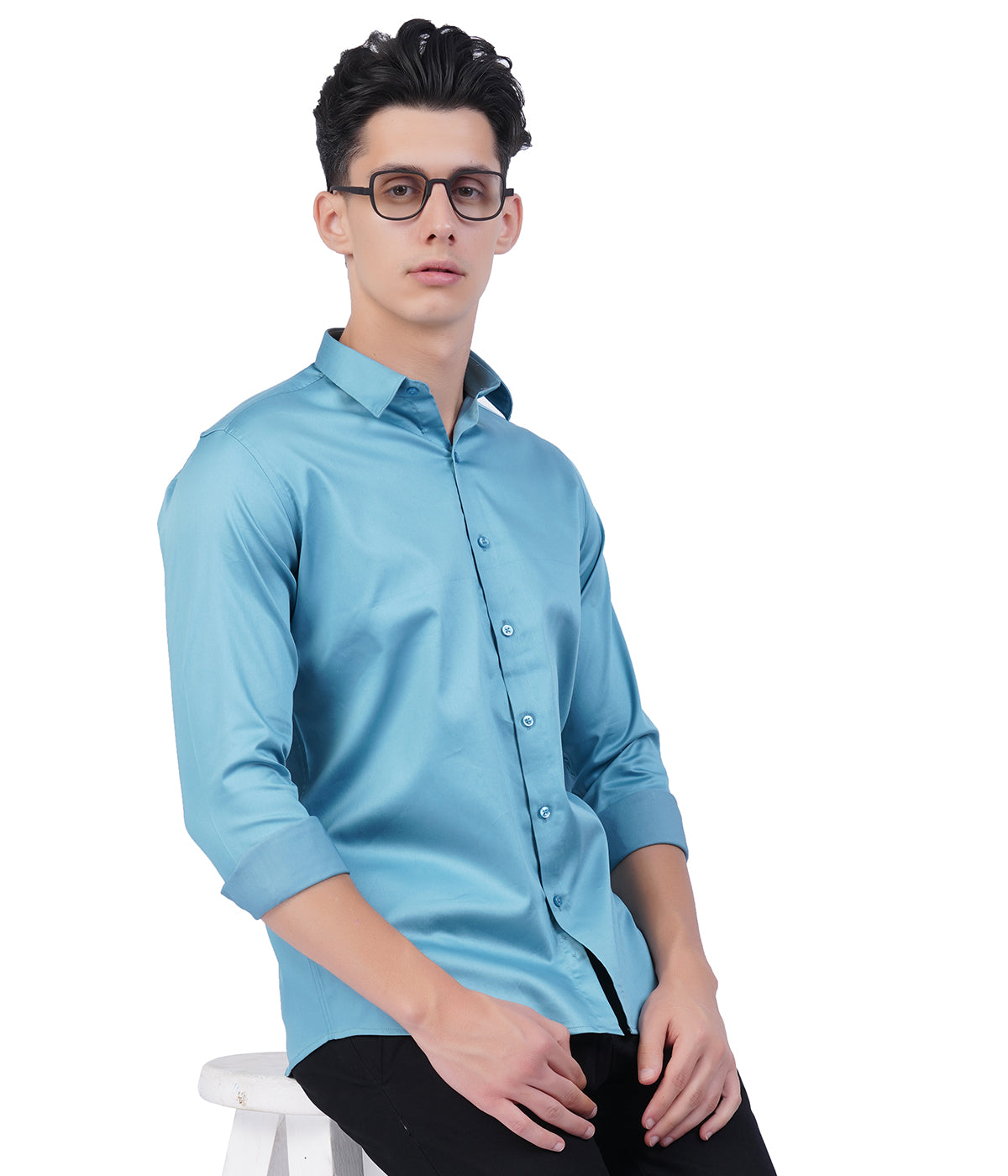 Men's Sky Blue Shirt with Full Sleeves