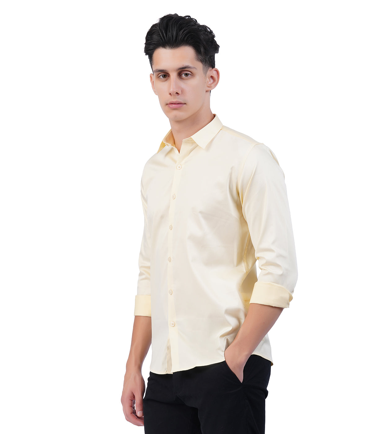Men's Cream Shirt with Full Sleeves